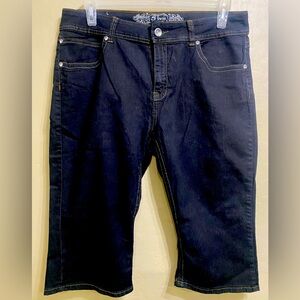 Crop Dark Blue Rhinestone Jeans